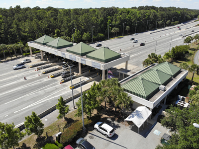 Side view aerial view of toll plaza on US 278
